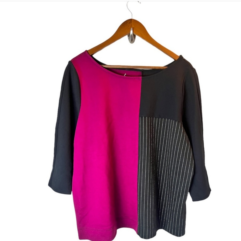 Lane Bryant 3/4 Sleeve Mixed Print Ponte Top 14/16